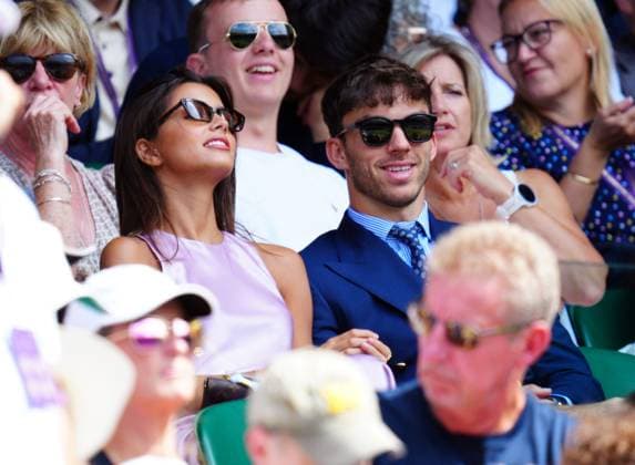 Mandatory Credit: Photo by Javier Garcia Shutterstock (14003748cy) Francisca Gomes and Pierre Gasly watching the action on Centre Court Wimbledon Tennis Championships, Day 8, The All England Lawn Tennis and Croquet Club, London, UK - 10 Jul 2023 Wimbledon Tennis Championships, Day 8, The All England Lawn Tennis and Croquet Club, London, UK - 10 Jul 2023  Copyright: xJavierxGarcia Shutterstockx 14003748cy