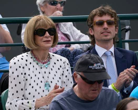 at the 2023 Wimbledon Championships Dame Anna Wintour and Luke Wintour watching Mirra Andreeva as she play her shot against opponent Madison Keys (USA) on court 2 during 4th round match on Day 8 at the 2023 Wimbledon Championships at the All England Club, London, UK, 10 July 2023, Credit:Peter van den Berg Avalon United Kingdom, England, London, All England Lawn Tennis and Croquet Club  Copyright: xPeterxvanxdenxBergx xAvalonx 0788323693