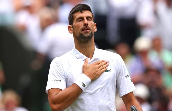 Mandatory Credit: Photo by Ella Ling Shutterstock (14003751cy) Novak Djokovic celebrates victory over Hubert Hurkacz Wimbledon Tennis Championships, Day 8, The All England Lawn Tennis and Croquet Club, London, UK - 10 Jul 2023 Wimbledon Tennis Championships, Day 8, The All England Lawn Tennis and Croquet Club, London, UK - 10 Jul 2023  Copyright: xEllaxLing Shutterstockx 14003751cy