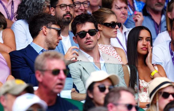 Mandatory Credit: Photo by Javier Garcia Shutterstock (14003748fc) Pierre Gasly, Charles Leclerc and Alexandra Saint Mleux Wimbledon Tennis Championships, Day 8, The All England Lawn Tennis and Croquet Club, London, UK - 10 Jul 2023 Wimbledon Tennis Championships, Day 8, The All England Lawn Tennis and Croquet Club, London, UK - 10 Jul 2023  Copyright: xJavierxGarcia Shutterstockx 14003748fc