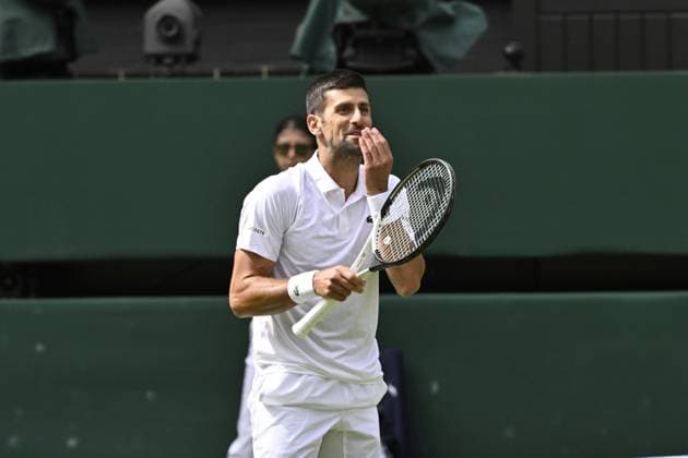 Tennis : Wimbledon 2023 - Angleterre - Novak Djokovic - Serbie Tennis : Wimbledon 2023 - Angleterre- 10 07 23 ChrysleneCaillaud Panoramic  