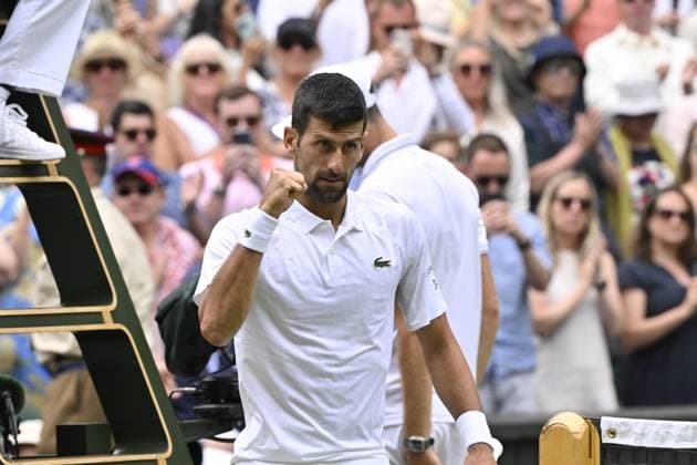 Tennis : Wimbledon 2023 - Angleterre - Novak Djokovic - Serbie Tennis : Wimbledon 2023 - Angleterre- 10 07 23 ChrysleneCaillaud Panoramic  