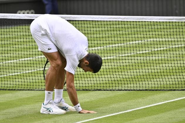 Tennis : Wimbledon 2023 - Angleterre - Novak Djokovic - Serbie Tennis : Wimbledon 2023 - Angleterre- 10 07 23 ChrysleneCaillaud Panoramic  