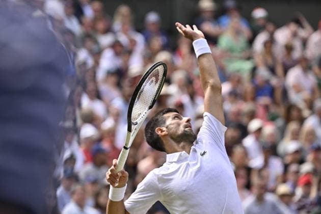 Tennis : Wimbledon 2023 - Angleterre - Novak Djokovic - Serbie Tennis : Wimbledon 2023 - Angleterre- 10 07 23 ChrysleneCaillaud Panoramic  