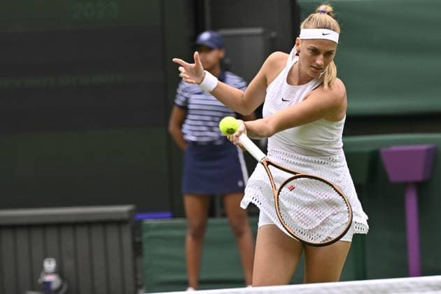 Tennis : Wimbledon 2023 - Angleterre - Petra Kvitova - Republique Tcheque Tennis : Wimbledon 2023 - Angleterre- 10 07 23 ChrysleneCaillaud Panoramic  