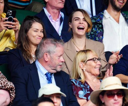Mandatory Credit: Photo by Javier Garcia Shutterstock (14003748io) Cara Delevingne and girlfriend Minke in the crowd on Centre Court Wimbledon Tennis Championships, Day 8, The All England Lawn Tennis and Croquet Club, London, UK - 10 Jul 2023 Wimbledon Tennis Championships, Day 8, The All England Lawn Tennis and Croquet Club, London, UK - 10 Jul 2023  Copyright: xJavierxGarcia Shutterstockx 14003748io