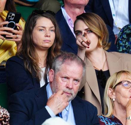 Mandatory Credit: Photo by Javier Garcia Shutterstock (14003748iq) Cara Delevingne and girlfriend Minke in the crowd on Centre Court Wimbledon Tennis Championships, Day 8, The All England Lawn Tennis and Croquet Club, London, UK - 10 Jul 2023 Wimbledon Tennis Championships, Day 8, The All England Lawn Tennis and Croquet Club, London, UK - 10 Jul 2023  Copyright: xJavierxGarcia Shutterstockx 14003748iq