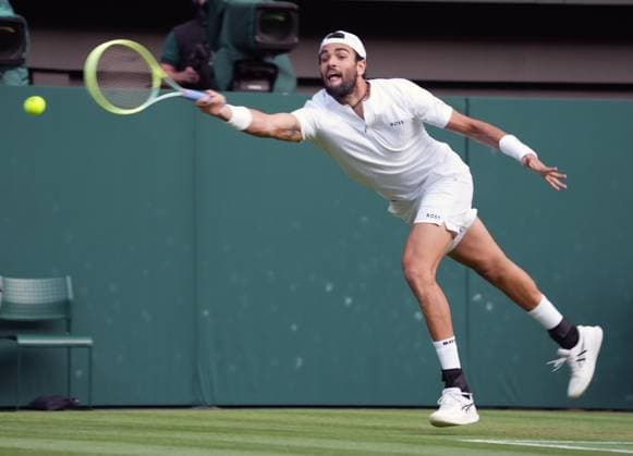 Tennis - 2023 Wimbledon Championships - Week Two - Day Eight - All England lawn Tennis & Racquet Club, Wimbledon - Monday 10th Mens singles - Carlos Alcaraz (ESP) v Matteo Berrettini (ITA) Matteo Berrettini 