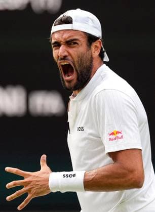 Mandatory Credit: Photo by Dave Shopland Shutterstock (14003750ff) Matteo Berrettini celebrates during his fourth round match Wimbledon Tennis Championships, Day 8, The All England Lawn Tennis and Croquet Club, London, UK - 10 Jul 2023 Wimbledon Tennis Championships, Day 8, The All England Lawn Tennis and Croquet Club, London, UK - 10 Jul 2023  Copyright: xDavexShopland Shutterstockx 14003750ff