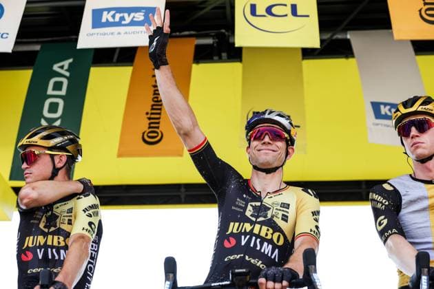 Belgian Wout Van Aert of Jumbo-Visma pictured at the start of stage 10 of the Tour de France cycling race, a 167,2 km race from Vulcania to Issoire, France, Tuesday 11 July 2023. This year s Tour de France takes place from 01 to 23 July 2023. DAVIDxPINTENS  x70457779x