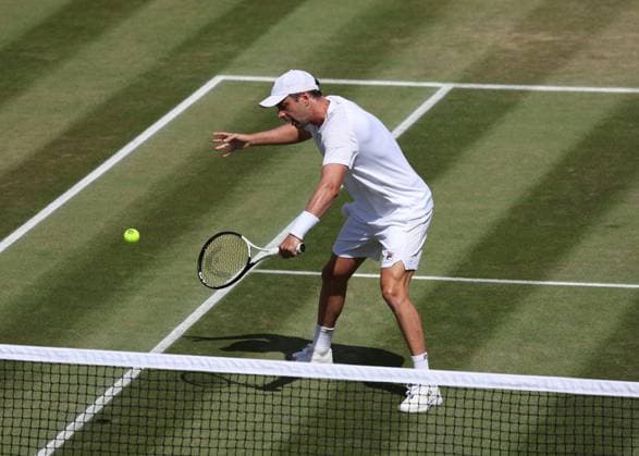 11th July 2023; All England Lawn Tennis and Croquet Club, London, England: Wimbledon Tennis Tournament; Horacio Zeballos (ARG) with a backhand shot to Lloyd Harris (RSA) mens doubles round of 16  ActionPlus12530055 JohnxPatrickxFletcher