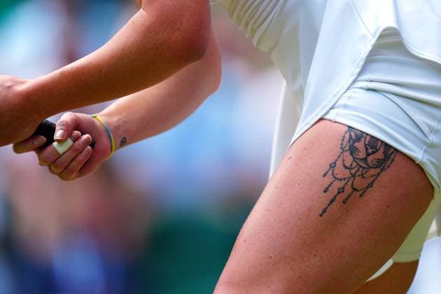 Sport Bilder des Tages Mandatory Credit: Photo by Javier Garcia Shutterstock (14003753ag) Leg tattoo of Elina Svitolina during her quarter final match Wimbledon Tennis Championships, Day 9, The All England Lawn Tennis and Croquet Club, London, UK - 11 Jul 2023 Wimbledon Tennis Championships, Day 9, The All England Lawn Tennis and Croquet Club, London, UK - 11 Jul 2023  Copyright: xJavierxGarcia Shutterstockx 14003753ag