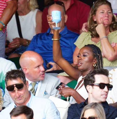Mandatory Credit: Photo by Javier Garcia Shutterstock (14003753bq) Tom Allen and AJ Odudu watching the action on Centre Court Wimbledon Tennis Championships, Day 9, The All England Lawn Tennis and Croquet Club, London, UK - 11 Jul 2023 Wimbledon Tennis Championships, Day 9, The All England Lawn Tennis and Croquet Club, London, UK - 11 Jul 2023  Copyright: xJavierxGarcia Shutterstockx 14003753bq
