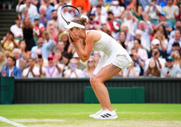 Mandatory Credit: Photo by Javier Garcia Shutterstock (14003753fj) Elina Svitolina celebrates victory in her quarter final match Wimbledon Tennis Championships, Day 9, The All England Lawn Tennis and Croquet Club, London, UK - 11 Jul 2023 Wimbledon Tennis Championships, Day 9, The All England Lawn Tennis and Croquet Club, London, UK - 11 Jul 2023  Copyright: xJavierxGarcia Shutterstockx 14003753fj