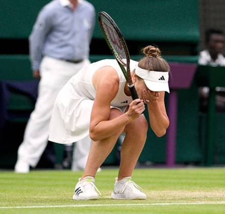 Mandatory Credit: Photo by Dave Shopland Shutterstock (14003757cj) Elina Svitolina celebrates victory in her quarter final match Wimbledon Tennis Championships, Day 9, The All England Lawn Tennis and Croquet Club, London, UK - 11 Jul 2023 Wimbledon Tennis Championships, Day 9, The All England Lawn Tennis and Croquet Club, London, UK - 11 Jul 2023  Copyright: xDavexShopland Shutterstockx 14003757cj