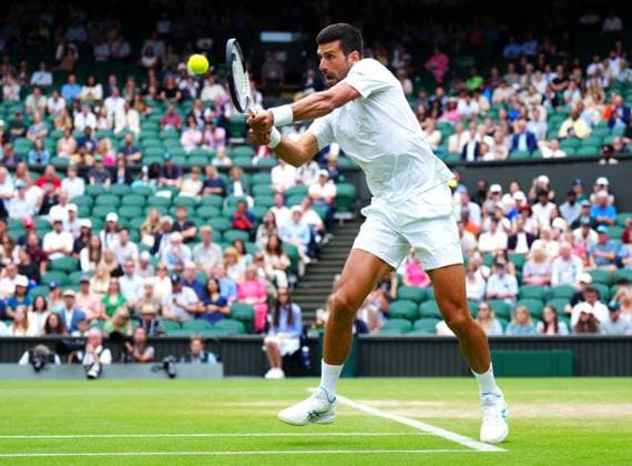 Mandatory Credit: Photo by Javier Garcia Shutterstock (14003753gm) Novak Djokovic during his quarter final match Wimbledon Tennis Championships, Day 9, The All England Lawn Tennis and Croquet Club, London, UK - 11 Jul 2023 Wimbledon Tennis Championships, Day 9, The All England Lawn Tennis and Croquet Club, London, UK - 11 Jul 2023  Copyright: xJavierxGarcia Shutterstockx 14003753gm