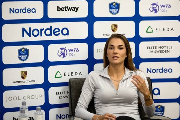 BÅSTAD 20230711 Mirjam Björklund at a press conference during the Nordea Open tennis tournament in Bastad BÅSTAD SVERIGE Tennis x11830x  Copyright: xAndersxBjurö TTx NORDEA OPEN 2023
