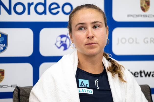 230711 Rebecca Peterson, Sweden, at a press conference on day 2 of the WTA Nordea Open on July 11, 2023 in Bastad, Sweden  Copyright: MATHILDAxAHLBERG BB230711MA128