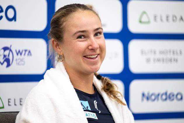 230711 Rebecca Peterson, Sweden, at a press conference on day 2 of the WTA Nordea Open on July 11, 2023 in Bastad, Sweden  Copyright: MATHILDAxAHLBERG BB230711MA131