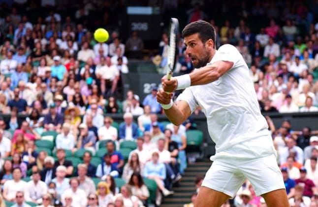 Mandatory Credit: Photo by Javier Garcia Shutterstock (14003753ic) Novak Djokovic during his quarter final match Wimbledon Tennis Championships, Day 9, The All England Lawn Tennis and Croquet Club, London, UK - 11 Jul 2023 Wimbledon Tennis Championships, Day 9, The All England Lawn Tennis and Croquet Club, London, UK - 11 Jul 2023  Copyright: xJavierxGarcia Shutterstockx 14003753ic