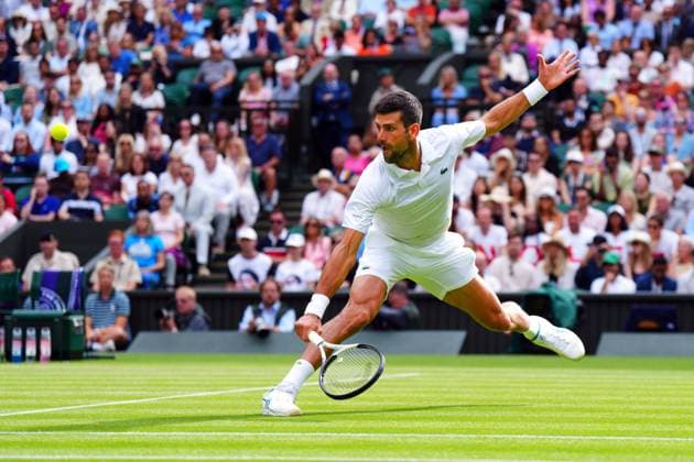 Mandatory Credit: Photo by Javier Garcia Shutterstock (14003753in) Novak Djokovic during his quarter final match Wimbledon Tennis Championships, Day 9, The All England Lawn Tennis and Croquet Club, London, UK - 11 Jul 2023 Wimbledon Tennis Championships, Day 9, The All England Lawn Tennis and Croquet Club, London, UK - 11 Jul 2023  Copyright: xJavierxGarcia Shutterstockx 14003753in