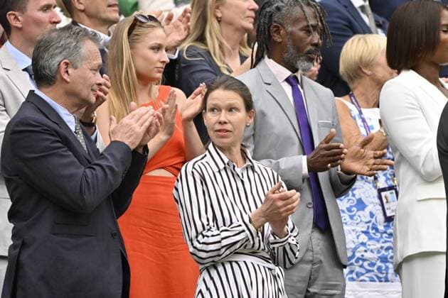 Tennis : Wimbledon 2023 - Angleterre - Lady Sarah Chatto dans la Royal Box - Angleterre Tennis : Wimbledon 2023 - Angleterre- 11 07 23 ChrysleneCaillaud Panoramic  
