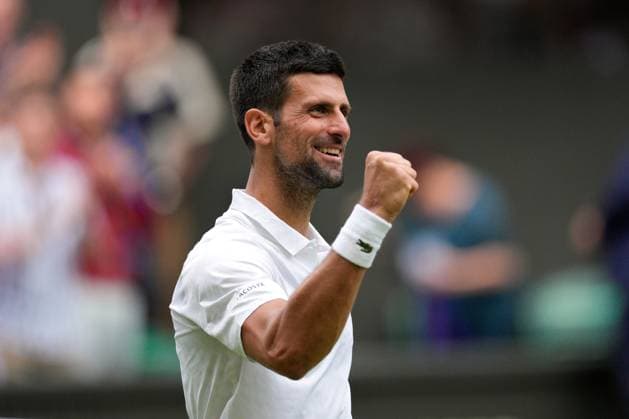 Mandatory Credit: Photo by Dave Shopland Shutterstock (14003757ey) Novak Djokovic celebrates victory in his quarter final match Wimbledon Tennis Championships, Day 9, The All England Lawn Tennis and Croquet Club, London, UK - 11 Jul 2023 Wimbledon Tennis Championships, Day 9, The All England Lawn Tennis and Croquet Club, London, UK - 11 Jul 2023  Copyright: xDavexShopland Shutterstockx 14003757ey