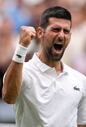 Mandatory Credit: Photo by Dave Shopland Shutterstock (14003757fa) Novak Djokovic celebrates victory in his quarter final match Wimbledon Tennis Championships, Day 9, The All England Lawn Tennis and Croquet Club, London, UK - 11 Jul 2023 Wimbledon Tennis Championships, Day 9, The All England Lawn Tennis and Croquet Club, London, UK - 11 Jul 2023  Copyright: xDavexShopland Shutterstockx 14003757fa