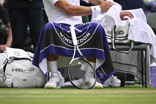 Tennis : Wimbledon 2023 - Angleterre - Novak Djokovic - Serbie Tennis : Wimbledon 2023 - Angleterre- 11 07 23 ChrysleneCaillaud Panoramic  