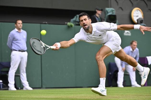 Tennis : Wimbledon 2023 - Angleterre - Novak Djokovic - Serbie Tennis : Wimbledon 2023 - Angleterre- 11 07 23 ChrysleneCaillaud Panoramic  