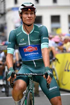 Tour de France 2023 - Stage 11 MOULINS, FRANCE - JULY 12 : Philipsen Jasper (BEL) of Alpecin-Deceuninck during stage 11 of the 110th edition of the Tour de France 2023 cycling race, a stage of 180 kms with start in Clermont-Ferrand and finish in Moulins on July 12, 2023 in Moulins, France, 12 07 2023 ( Motordriver Kenny Verfaillie - Moulins France  Copyright: xNicoxVereeckenx