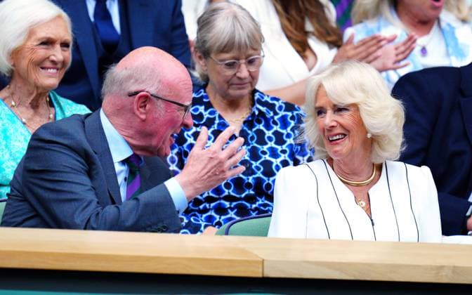 Mandatory Credit: Photo by Javier Garcia Shutterstock (14006839k) Ian Hewitt, AELTC Chairman and Queen Camilla in the Royal Box on Centre Court Wimbledon Tennis Championships, Day 10, The All England Lawn Tennis and Croquet Club, London, UK - 12 Jul 2023 Wimbledon Tennis Championships, Day 10, The All England Lawn Tennis and Croquet Club, London, UK - 12 Jul 2023  Copyright: xJavierxGarcia Shutterstockx 14006839k