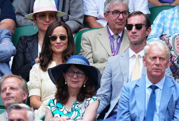 Mandatory Credit: Photo by Javier Garcia Shutterstock (14006839ao) Pippa Middleton and James Matthews watching the action on Centre Court Wimbledon Tennis Championships, Day 10, The All England Lawn Tennis and Croquet Club, London, UK - 12 Jul 2023 Wimbledon Tennis Championships, Day 10, The All England Lawn Tennis and Croquet Club, London, UK - 12 Jul 2023  Copyright: xJavierxGarcia Shutterstockx 14006839ao