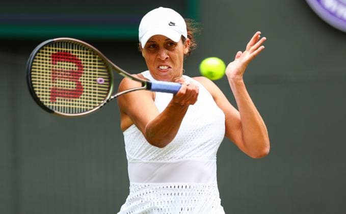 Mandatory Credit: Photo by Simon Dael Shutterstock (14006840ag) Madison Keys Wimbledon Tennis Championships, Day 10, The All England Lawn Tennis and Croquet Club, London, UK - 12 Jul 2023 Wimbledon Tennis Championships, Day 10, The All England Lawn Tennis and Croquet Club, London, UK - 12 Jul 2023  Copyright: xSimonxDael Shutterstockx 14006840ag