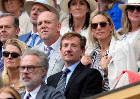 Mandatory Credit: Photo by Dave Shopland Shutterstock (14006841ay) Mike Tindall and Zara Phillips watching the action on Centre Court Wimbledon Tennis Championships, Day 10, The All England Lawn Tennis and Croquet Club, London, UK - 12 Jul 2023 Wimbledon Tennis Championships, Day 10, The All England Lawn Tennis and Croquet Club, London, UK - 12 Jul 2023  Copyright: xDavexShopland Shutterstockx 14006841ay