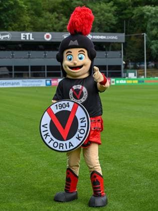 Viktor the mascot of Viktoria Koeln Viktoria Koeln, football, 3 league, portraettermin 2023 24, 12 07 2023 DFB DFL Regulations prohibit any use of Photographs as image sequences and or quasi video X, Viktoria Koeln, football, 3 league, portraettermin 2023 2024, 12 07 2023 Cologne Copyright: xEibner-Pressefoto ThomasxHaeslerx EP_EER