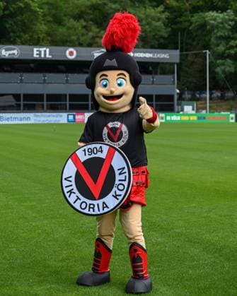 Viktor the mascot of Viktoria Koeln Viktoria Koeln, football, 3 league, portraettermin 2023 24, 12 07 2023 DFB DFL Regulations prohibit any use of Photographs as image sequences and or quasi video X, Viktoria Koeln, football, 3 league, portraettermin 2023 2024, 12 07 2023 Cologne Copyright: xEibner-Pressefoto ThomasxHaeslerx EP_EER