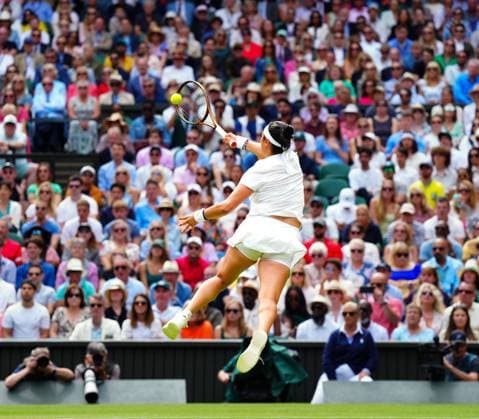 Mandatory Credit: Photo by Javier Garcia Shutterstock (14006839cq) Ons Jabeur during her quarter final match Wimbledon Tennis Championships, Day 10, The All England Lawn Tennis and Croquet Club, London, UK - 12 Jul 2023 Wimbledon Tennis Championships, Day 10, The All England Lawn Tennis and Croquet Club, London, UK - 12 Jul 2023  Copyright: xJavierxGarcia Shutterstockx 14006839cq