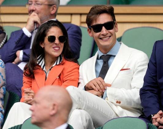 Mandatory Credit: Photo by Dave Shopland Shutterstock (14006841cs) George Russell and Carmen Montero Mundt in the Royal Box on Centre Court Wimbledon Tennis Championships, Day 10, The All England Lawn Tennis and Croquet Club, London, UK - 12 Jul 2023 Wimbledon Tennis Championships, Day 10, The All England Lawn Tennis and Croquet Club, London, UK - 12 Jul 2023  Copyright: xDavexShopland Shutterstockx 14006841cs