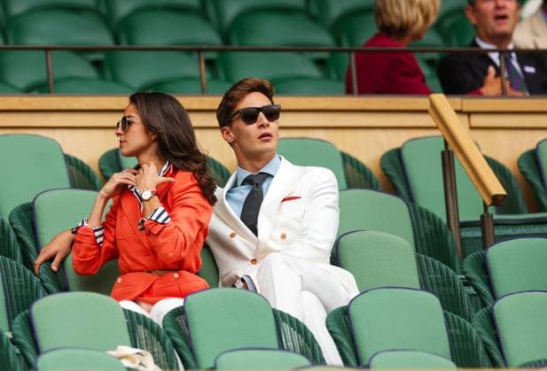 Mandatory Credit: Photo by Ella Ling Shutterstock (14006838o) George Russell in the crowd Wimbledon Tennis Championships, Day 10, The All England Lawn Tennis and Croquet Club, London, UK - 12 Jul 2023 Wimbledon Tennis Championships, Day 10, The All England Lawn Tennis and Croquet Club, London, UK - 12 Jul 2023  Copyright: xEllaxLing Shutterstockx 14006838o