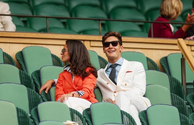 Mandatory Credit: Photo by Ella Ling Shutterstock (14006838p) George Russell in the crowd Wimbledon Tennis Championships, Day 10, The All England Lawn Tennis and Croquet Club, London, UK - 12 Jul 2023 Wimbledon Tennis Championships, Day 10, The All England Lawn Tennis and Croquet Club, London, UK - 12 Jul 2023  Copyright: xEllaxLing Shutterstockx 14006838p