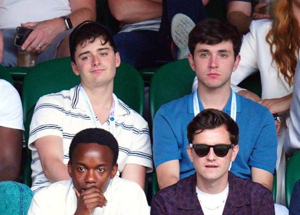 Mandatory Credit: Photo by Javier Garcia Shutterstock (14006839ek) Noah Schnapp and Ryan Dalven Swidler watching the action on Centre Court Wimbledon Tennis Championships, Day 10, The All England Lawn Tennis and Croquet Club, London, UK - 12 Jul 2023 Wimbledon Tennis Championships, Day 10, The All England Lawn Tennis and Croquet Club, London, UK - 12 Jul 2023  Copyright: xJavierxGarcia Shutterstockx 14006839ek
