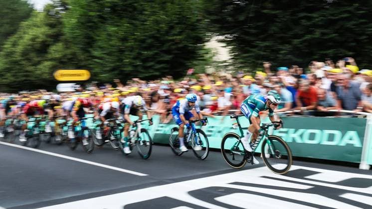 Belgian Jasper Philipsen of Alpecin-Deceuninck sprints for the finish tot win stage 11 of the Tour de France cycling race, from Clermont-Ferrand to Moulins (179,8 km), France, Wednesday 12 July 2023. This year s Tour de France takes place from 01 to 23 July 2023. DAVIDxPINTENS  x70510616x