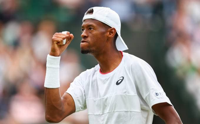 Mandatory Credit: Photo by Simon Dael Shutterstock (14006840cg) Christopher Eubanks Wimbledon Tennis Championships, Day 10, The All England Lawn Tennis and Croquet Club, London, UK - 12 Jul 2023 Wimbledon Tennis Championships, Day 10, The All England Lawn Tennis and Croquet Club, London, UK - 12 Jul 2023  Copyright: xSimonxDael Shutterstockx 14006840cg