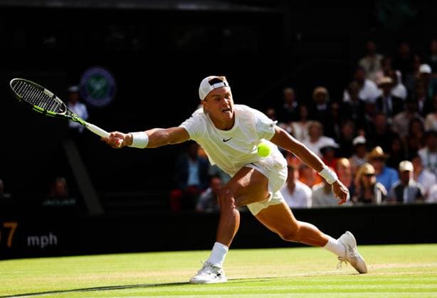 Mandatory Credit: Photo by Ella Ling Shutterstock (14006838ax) Holger Rune Wimbledon Tennis Championships, Day 10, The All England Lawn Tennis and Croquet Club, London, UK - 12 Jul 2023 Wimbledon Tennis Championships, Day 10, The All England Lawn Tennis and Croquet Club, London, UK - 12 Jul 2023  Copyright: xEllaxLing Shutterstockx 14006838ax