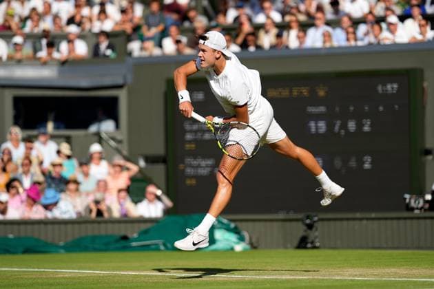 Mandatory Credit: Photo by Dave Shopland Shutterstock (14006841eo) Holger Rune during his quarter final match Wimbledon Tennis Championships, Day 10, The All England Lawn Tennis and Croquet Club, London, UK - 12 Jul 2023 Wimbledon Tennis Championships, Day 10, The All England Lawn Tennis and Croquet Club, London, UK - 12 Jul 2023  Copyright: xDavexShopland Shutterstockx 14006841eo