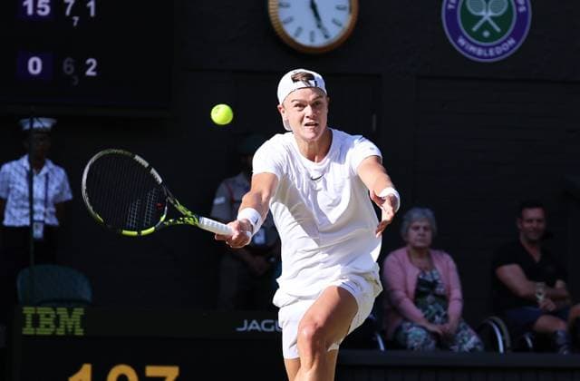 TENNIS - Wimbledon 2023 LONDON,ENGLAND,12.JUL.23 - TENNIS - ATP, Tennis Herren World Tour, Wimbledon, Grand Slam. Image shows Holger Rune (DEN).  GEPAxpictures xAlanxGrieves