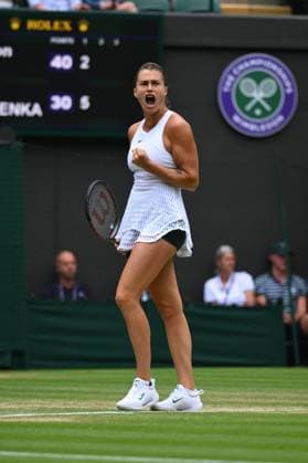 Wimbledon Championships Day 10 Aryna Sabalenka (RUS) during his quarter final round match at the 2023 Wimbledon Championships at the AELTC in London, UK on July 12, 2023. Photo by Corinne Dubreuil ABACAPRESS.COM London United Kingdom  Copyright: xDubreuilxCorinne ABACAx 860497_027 DubreuilxCorinne ABACAx 860497_027