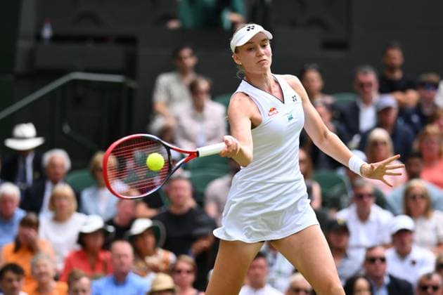 Wimbledon Championships Day 10 Elina Rybakina (KAZ) during his quarter final round match at the 2023 Wimbledon Championships at the AELTC in London, UK on July 12, 2023. Photo by Corinne Dubreuil ABACAPRESS.COM London United Kingdom  Copyright: xDubreuilxCorinne ABACAx 860497_035 DubreuilxCorinne ABACAx 860497_035