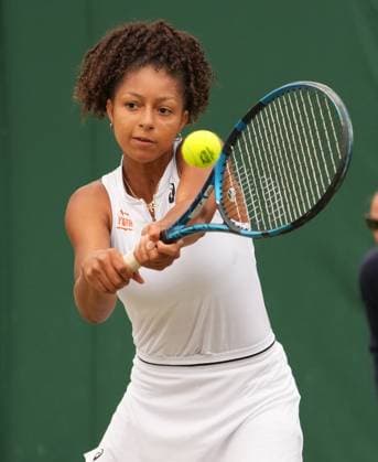 Tennis - 2023 Wimbledon Championships - Week Two - Day Eleven - All England lawn Tennis & Racquet Club, Wimbledon - Thursday 13th Girls singles. Ranah Akua Stoiber - (GBR) v Nikola Bartunkova (CZE) Ranah Akua Stoiber (GBR) 